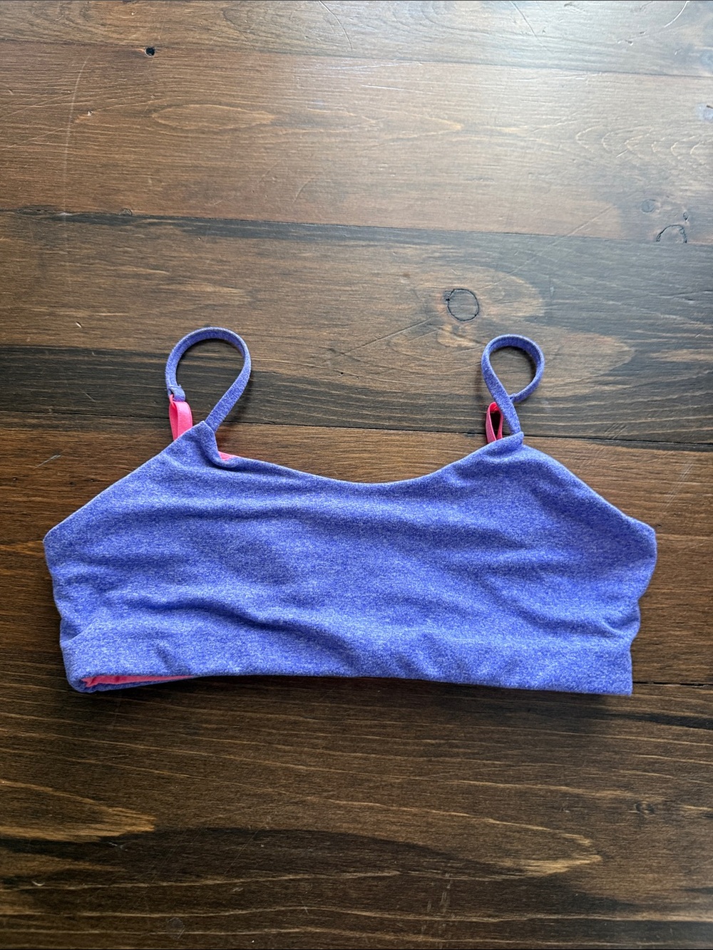 Purple Cropped Bralette with Pink Strap Accents